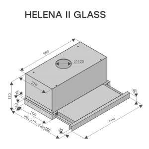 Встраиваемая вытяжка Konigin Helena II Black Glass 60
