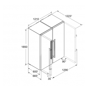 Отдельностоящий Side-by-Side холодильник Liebherr SBSbs 8683