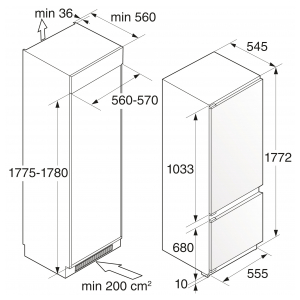 Встраиваемый двухкамерный холодильник Asko RFN31831I