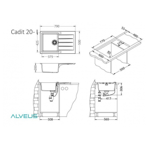 Кухонная мойка Alveus GRANITAL CADIT 20 CONCRETE