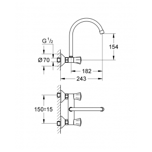 Смеситель Grohe Costa L поворотный смеситель 31191001