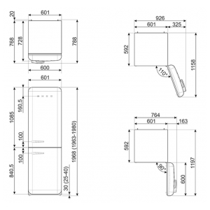 Отдельностоящий двухкамерный холодильник Smeg FAB32LSV3