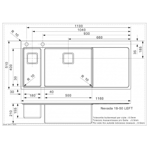 Кухонная мойка Reginox Nevada L18x50 Left