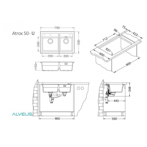 Кухонная мойка Alveus GRANITAL ATROX 50 CARBON