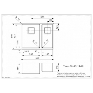 Кухонная мойка Reginox Texas L 30x40+18x40