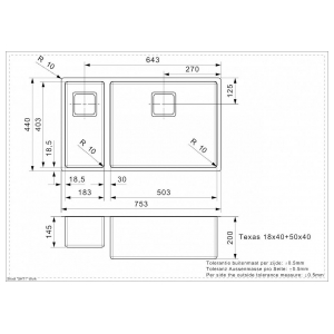 Кухонная мойка Reginox Texas L 18x40+50x40