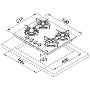 Газовая варочная панель Franke FHCR 604 4G HE XS C