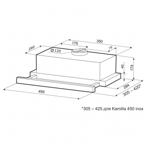 Встраиваемая вытяжка Krona KAMILLA 450 BLACK