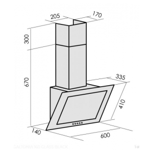 Пристенная вытяжка MBS GALTONIA 160 GLASS BLACK