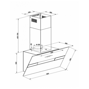 Пристенная вытяжка Maunfeld Mersey 90 Inox Glass Black