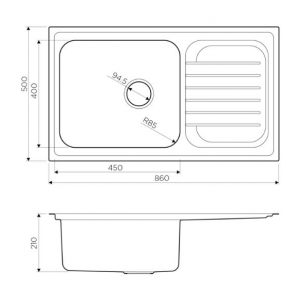Кухонная мойка Omoikiri Haruna 86-IN нерж.сталь/нерж.сталь