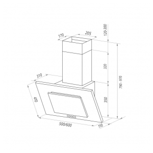 Пристенная вытяжка Maunfeld Tower C 60 Glass Dark Beige