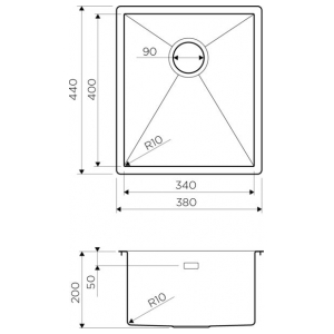 Кухонная мойка Omoikiri Taki 38-U/IF-GM Нерж. сталь/вороненая сталь