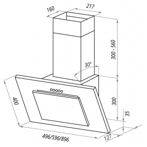 Пристенная вытяжка Maunfeld TOWER Light 60 Black Glass Black