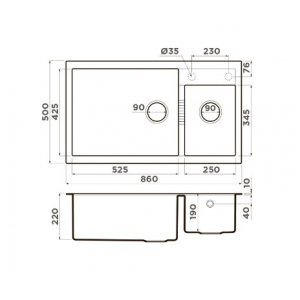 Кухонная мойка Omoikiri TEDORI 86-2-LB EV