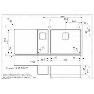 Кухонная мойка Reginox Nevada L18x50 Right