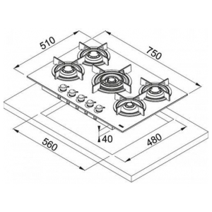 Газовая варочная панель Franke FHCR 755 4G TC HE WH C