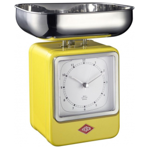 Весы кухонные Wesco 322204-19 с часами лимонно-желтые