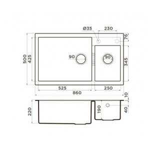 Кухонная мойка Omoikiri TEDORI 86-2-LB WH