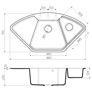 Кухонная мойка Omoikiri Yonaka 98-C-GR Artgranit/Leningrad grey