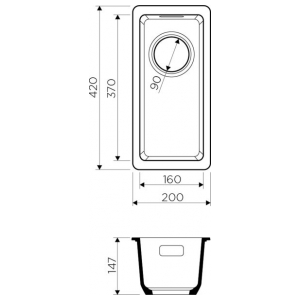 Кухонная мойка Omoikiri Kata 20-U-BL Artgranit/черный