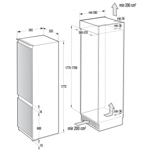 Встраиваемый двухкамерный холодильник Gorenje+ GDNRK5182A2