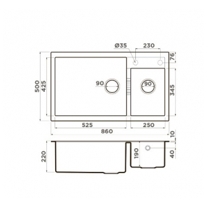 Кухонная мойка Omoikiri TEDORI 86-2-LB PL