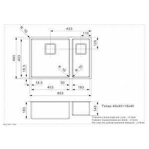 Кухонная мойка Reginox Texas L 40x40+18x40