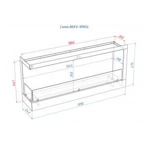 Встроенный биокамин Lux Fire Угловой 1090 S (левый угол)