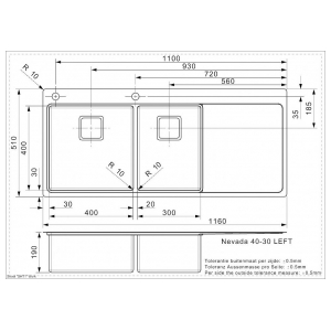 Кухонная мойка Reginox Nevada L40x30 Left