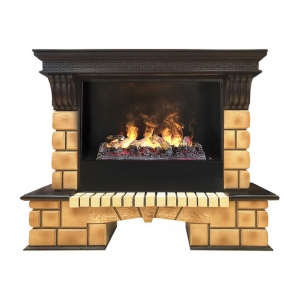 Каминокомплект Real Flame Stone Brick 26 AO + Black вставка + 3D Cassette 630