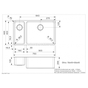 Кухонная мойка Reginox Ohio L 18х40+50х40