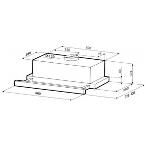 Встраиваемая вытяжка Krona Kamilla sensor 600 black (2 мотора)