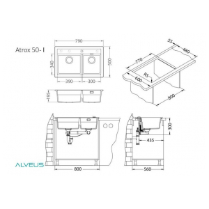 Кухонная мойка Alveus GRANITAL ATROX 50 CONCRETE