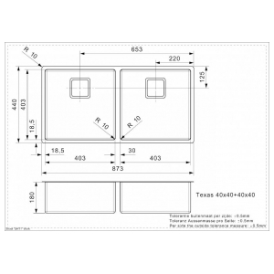 Кухонная мойка Reginox Texas L 40x40+40x40