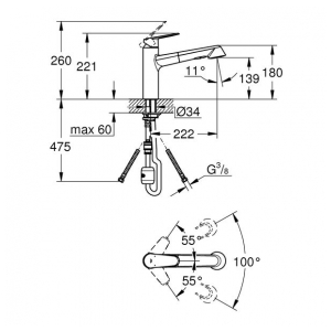 Смеситель Grohe Eurodisc Cosmopolitan 32257002