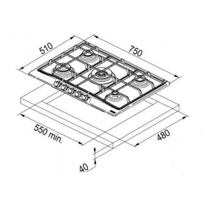 Газовая варочная панель Franke FHTL 755 4G TC GF C
