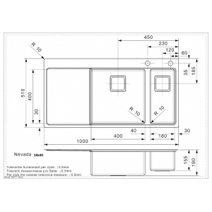 Кухонная мойка Reginox Nevada L18x40 Right