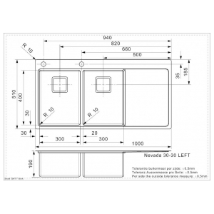 Кухонная мойка Reginox Nevada L30x30 Left