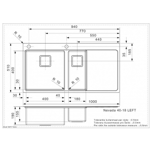 Кухонная мойка Reginox Nevada L40x18 Left