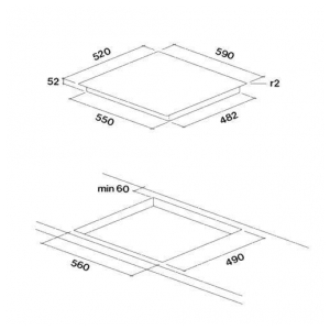 Индукционная варочная панель Falmec PIANO INDUZIONE 59x52