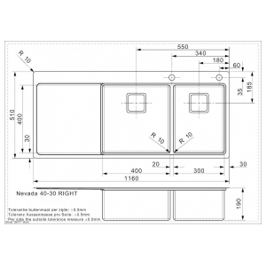 Кухонная мойка Reginox Nevada L40x30 Right