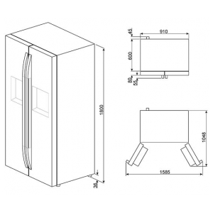 Отдельностоящий Side-by-Side холодильник Smeg SBS63XE