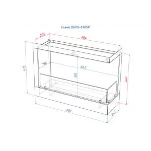 Встроенный биокамин Lux Fire Угловой 690 S (правый угол)