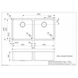 Кухонная мойка Reginox Ohio L 40x40+40x40