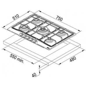 Газовая варочная панель Franke FHCL 755 4G TC GF C