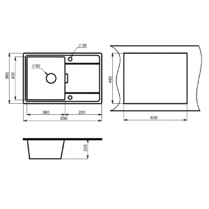 Кухонная мойка Granula GR-6503 оборачиваемая базальт