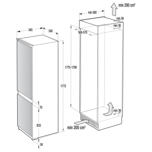 Встраиваемый двухкамерный холодильник Gorenje NRKI4182A1