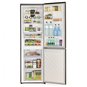 Отдельностоящий двухкамерный холодильник Hitachi R-BG410 PU6X GBK черное стекло