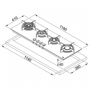 Газовая варочная панель Franke FHCR 1204 3G TC HE BK C